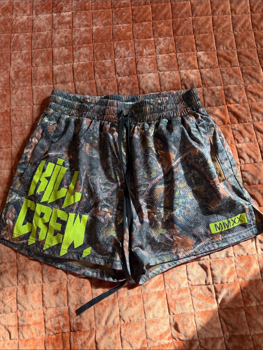 Kill Crew Camo Athletic Shorts - Neon Green Accents